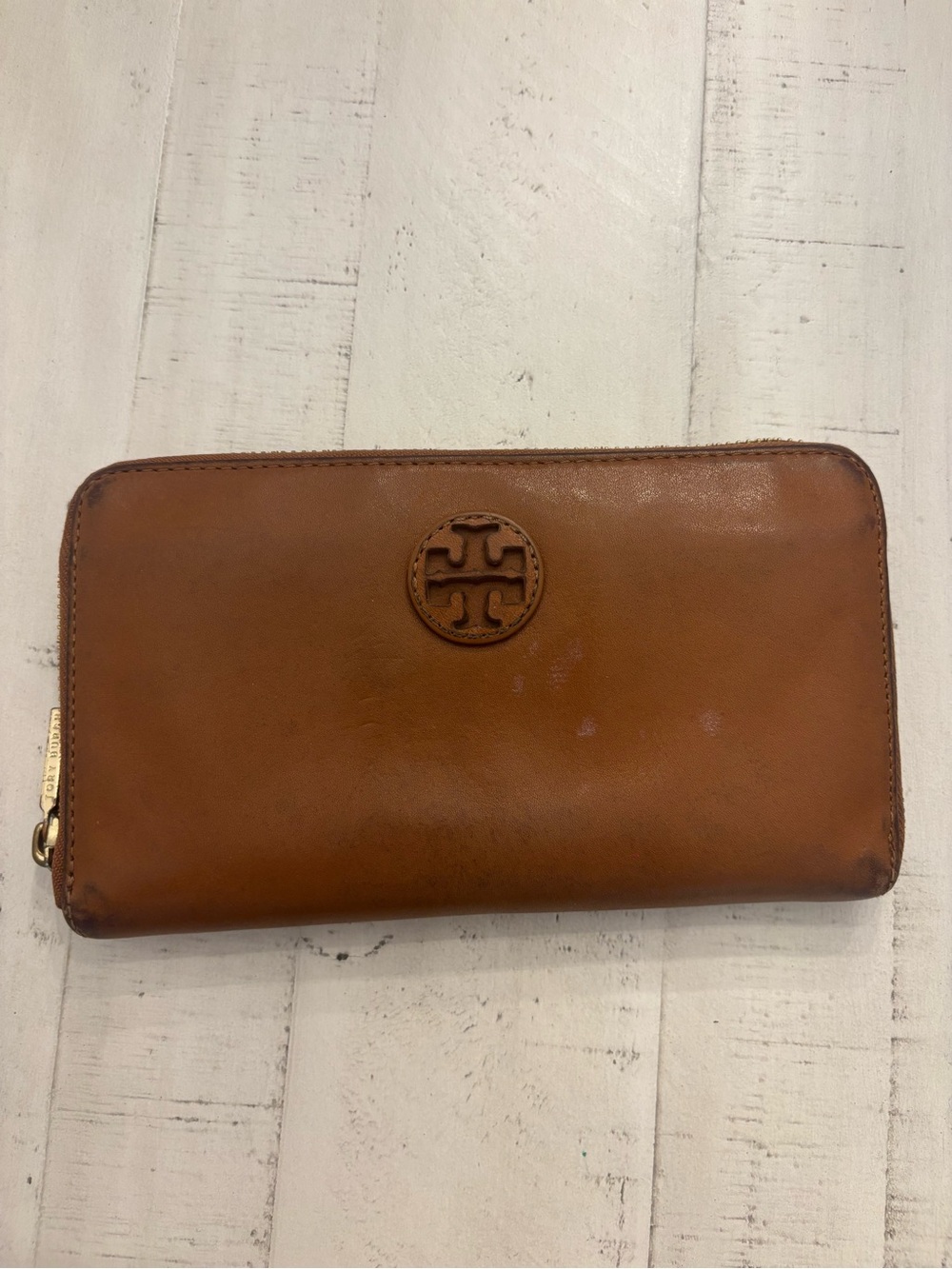 Authentic TORY BURCH Wallet in Genuine Soft Cognac Leather